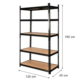 Regał magazynowy Pro Loft 180x120x45 5 półek MDF 275kg czarny MTP000056