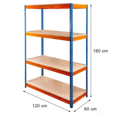 Regał magazynowy Pro Max 180x120x60 4 półki MDF 500kg MTP000053