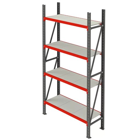 Regał metalowy magazynowy Fortis 4 półki H200 L167 G50 bazowy MPP000002