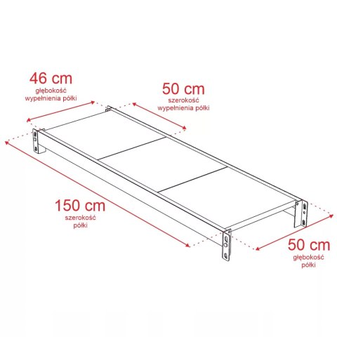Regał metalowy magazynowy Fortis 4 półki H200 L167 G50 bazowy MPP000002