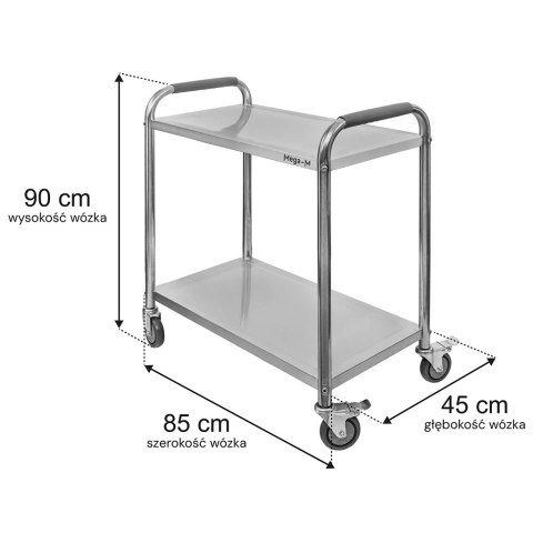 Wózek kelnerski gastronomiczny 85x45x90 2 półki inox Standard MTP004684