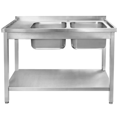 Zlew Gastronomiczny Dwukomorowy Z Ociekaczem I Półką 1200x600x850mm MTP005066 Zlew Gastronomiczny Dwukomorowy Z Ociekaczem I Półką 1200x600x850mm MTP005066