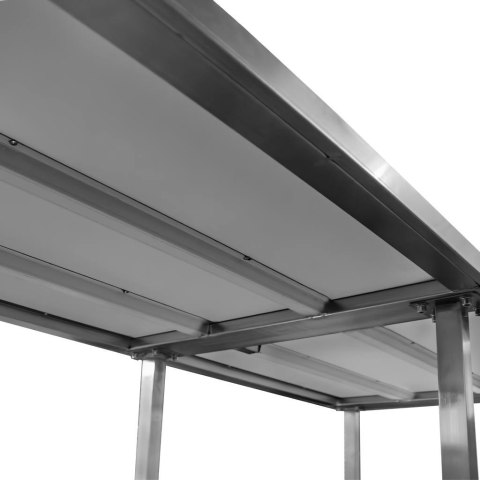 Stół centralny z półką 6 nóg 2200x600x850 inox MTP005106