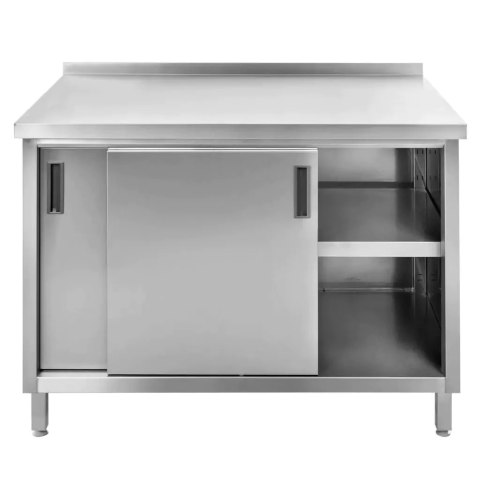 Stół Gastronomiczny ze Stali Nierdzewnej Przyścienny Z Szafką 100x70x85 cm