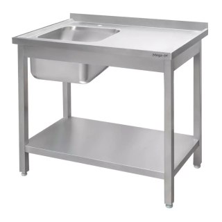 Zlew gastronomiczny spawany lewostronny z półką 120x60x85 stal nierdzewna MTP005133