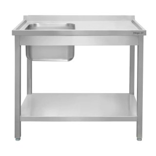 Zlew gastronomiczny spawany lewostronny z półką 120x60x85 stal nierdzewna MTP005133