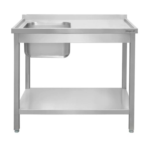 Zlew gastronomiczny spawany lewostronny z półką 120x60x85 stal nierdzewna MTP005133