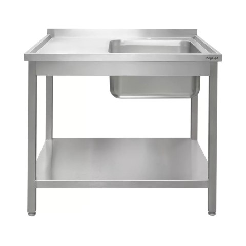 Zlew gastronomiczny prawostronny z półką 100x60x85 stal nierdzewna MTP005306