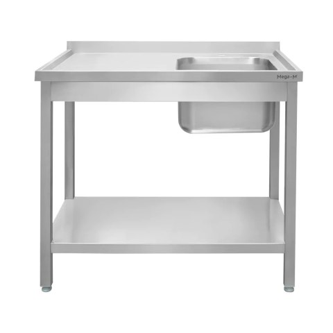 Zlew gastronomiczny spawany z ociekaczem i półką 120x70x85 stal nierdzewna MTP005307