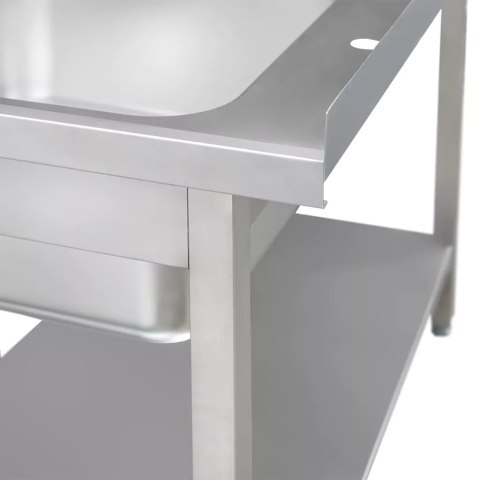 Zlew gastronomiczny spawany z ociekaczem i półką 120x70x85 stal nierdzewna MTP005307