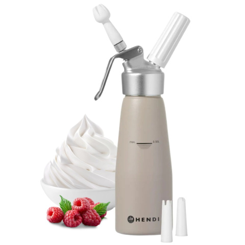 Syfon do Bitej Śmietany 0,5l Beżowy Mega Paka Naboi N2O 50 szt. Hendi 975893