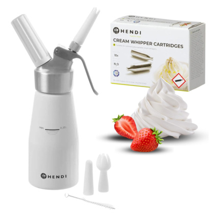 Domowy Syfon Dekorator do Bitej Śmietany 0,25L + Naboje N2O 10 Sztuk ZESTAW