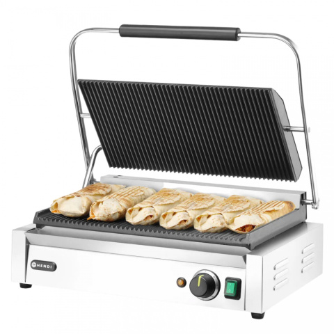 Out Grill Kontaktowy Elektryczny Panini XL 2700W Ryflowany 545 mm Hendi 263624