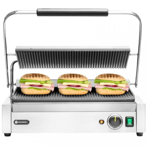 Out Grill Kontaktowy Elektryczny Panini XL 2700W Ryflowany 545 mm Hendi 263624