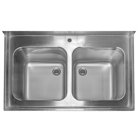 Zlew gastronomiczny 2 komory z półką 140x70x85 stal nierdzewna MTP006419
