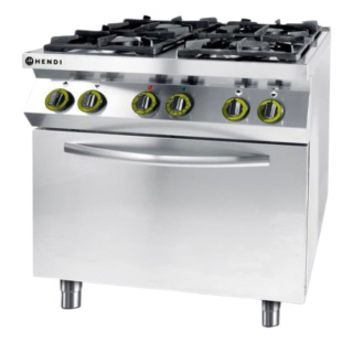 Kuchnia Gazowa 4-Palnikowa z Piekarnikiem Konwekcyjnym Elektrycznym 19 Kw 800x700x900 Hendi 225882