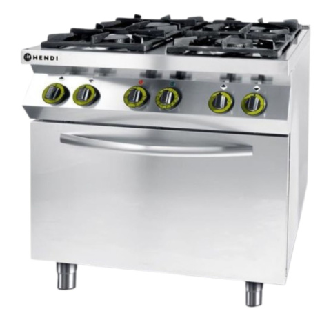 Kuchnia Gazowa 4-Palnikowa z Piekarnikiem Konwekcyjnym Elektrycznym 19 Kw 800x700x900 Hendi 225882