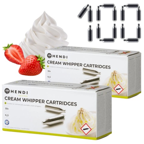 Naboje do Bitej Śmietany Syfonu N2O 100 Sztuk Hendi 586907