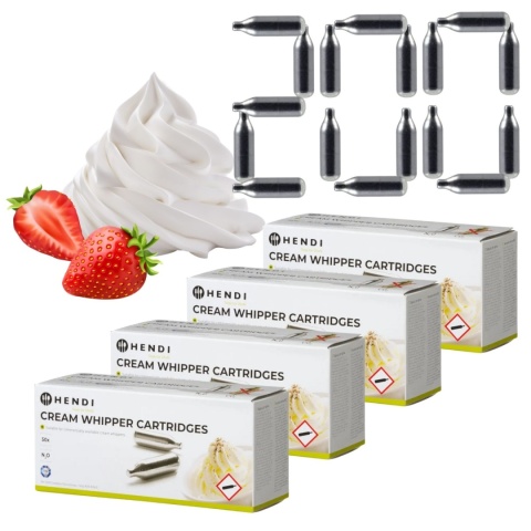 Naboje do Bitej Śmietany Syfonu N2O 200 Sztuk Hendi 586907