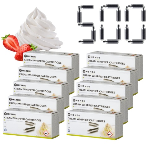 Naboje do Bitej Śmietany Syfonu N2O 500 Sztuk Hendi 586907