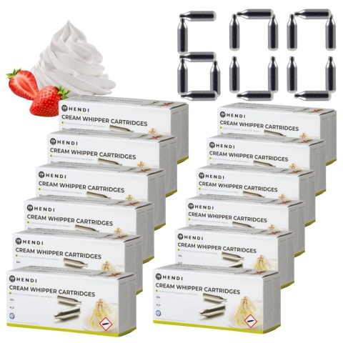 Naboje do Bitej Śmietany Syfonu N2O 600 Sztuk Hendi 586907