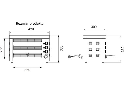 Opiekacz kwarcowy elektryczny do zapiekanek i kanapek 49x30 cm Yato YG-04660