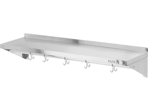 Półka Wisząca Z Haczykami Pojedyncza Nierdzewna 1000x300x180mm YG-08936