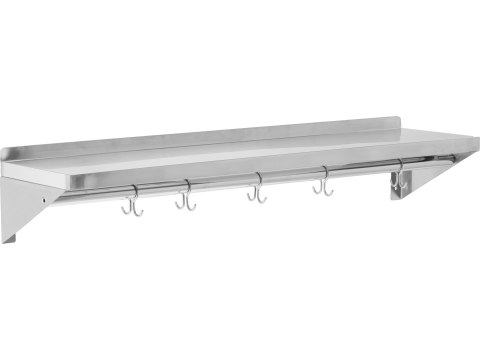 Półka Wisząca Z Haczykami Pojedyncza Nierdzewna 1000x300x180mm YG-08936