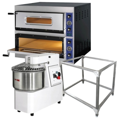 Zestaw Pizzeria: Piec Do Pizzy GGF 8x32 z Podstawą + Mieszalnik Do Ciasta 22l