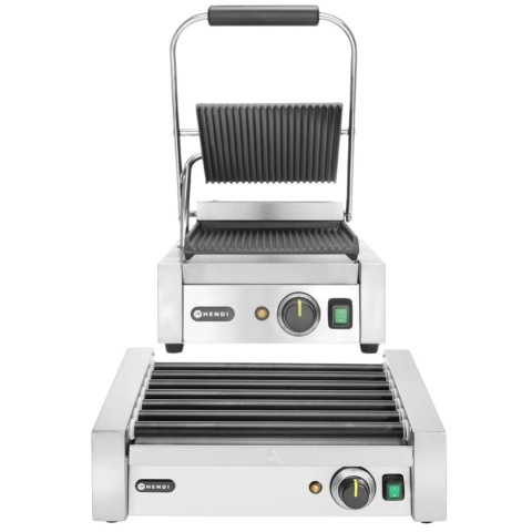 Zestaw Do Hot Dogów: Rolkowy Podgrzewacz Parówek + Grill Kontaktowy Hendi