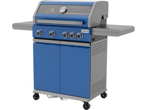 Grill gazowy Itami 4+1 palniki 14,5 kW z szybą niebieski Yato YG-20033