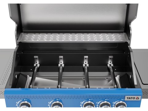 Grill gazowy Itami 4+1 palniki 14,5 kW z szybą niebieski Yato YG-20033