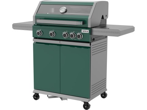 Grill Gazowy Itami 4+1 14,5 kW Z Szybą Zielony Yato YG-20035