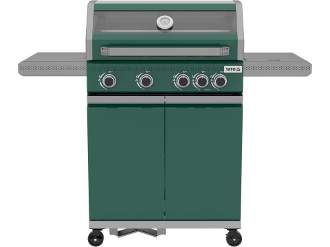 Grill Gazowy Itami 4+1 14,5 kW Z Szybą Zielony Yato YG-20035
