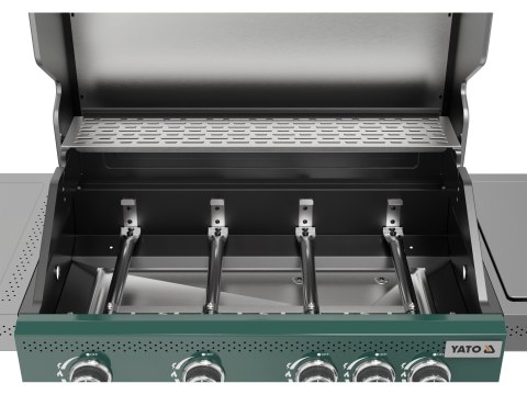 Grill Gazowy Itami 4+1 14,5 kW Z Szybą Zielony Yato YG-20035