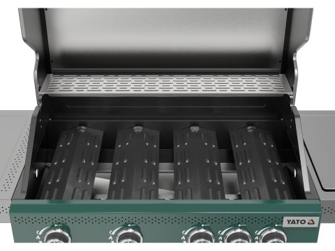 Grill Gazowy Itami 4+1 14,5 kW Z Szybą Zielony Yato YG-20035