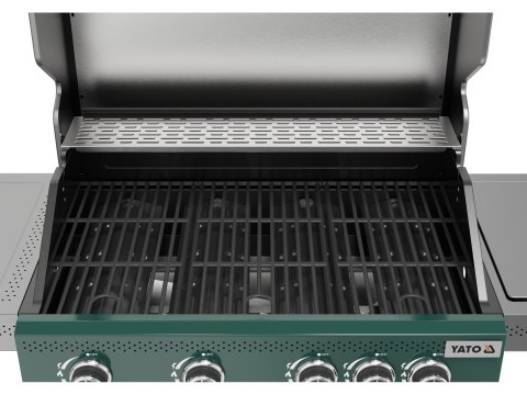 Grill Gazowy Itami 4+1 14,5 kW Z Szybą Zielony Yato YG-20035