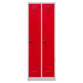 Szafka BHP ubraniowa 2 drzwiowa 60 cm szara czerwony front MTP003825