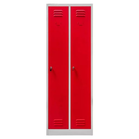 Szafka BHP ubraniowa 2 drzwiowa 60 cm szara czerwony front MTP003825