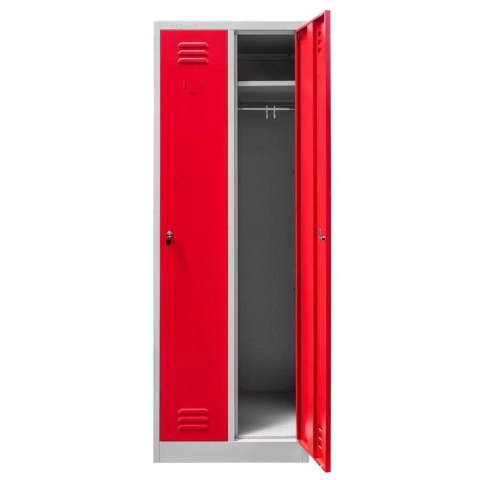 Szafka BHP ubraniowa 2 drzwiowa 60 cm szara czerwony front MTP003825