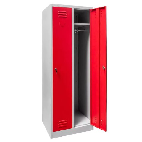 Szafka BHP ubraniowa 2 drzwiowa 60 cm szara czerwony front MTP003825
