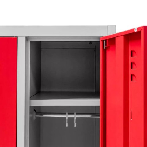 Szafka BHP ubraniowa 2 drzwiowa 60 cm szara czerwony front MTP003825