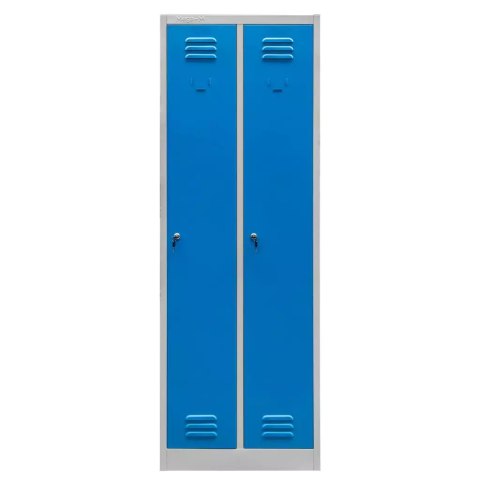 Szafka BHP ubraniowa 2 drzwiowa 60 cm szara niebieski front MTP003826