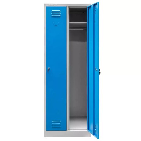 Szafka BHP ubraniowa 2 drzwiowa 60 cm szara niebieski front MTP003826