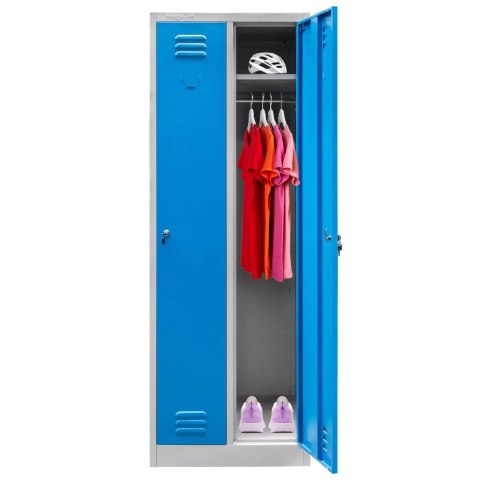 Szafka BHP ubraniowa 2 drzwiowa 60 cm szara niebieski front MTP003826