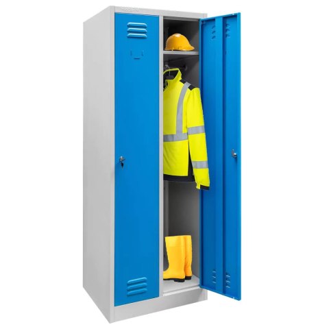 Szafka BHP ubraniowa 2 drzwiowa 60 cm szara niebieski front MTP003826