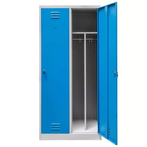 Szafka BHP ubraniowa 2 drzwiowa z przegrodami 80 cm szara niebieska MTP003828