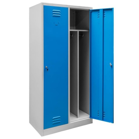 Szafka BHP ubraniowa 2 drzwiowa z przegrodami 80 cm szara niebieska MTP003828