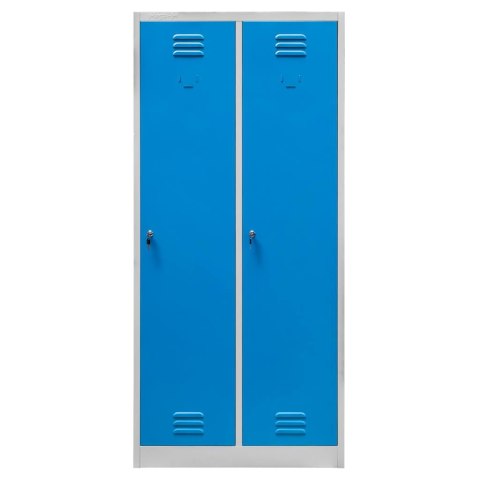 Szafka BHP ubraniowa 2 drzwiowa z przegrodami 80 cm szara niebieska MTP003828