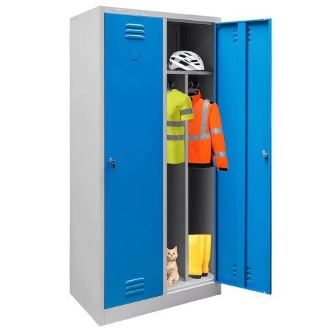 Szafka BHP ubraniowa 2 drzwiowa z przegrodami 80 cm szara niebieska MTP003828